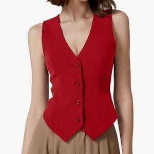 Elegant Red Vest Top